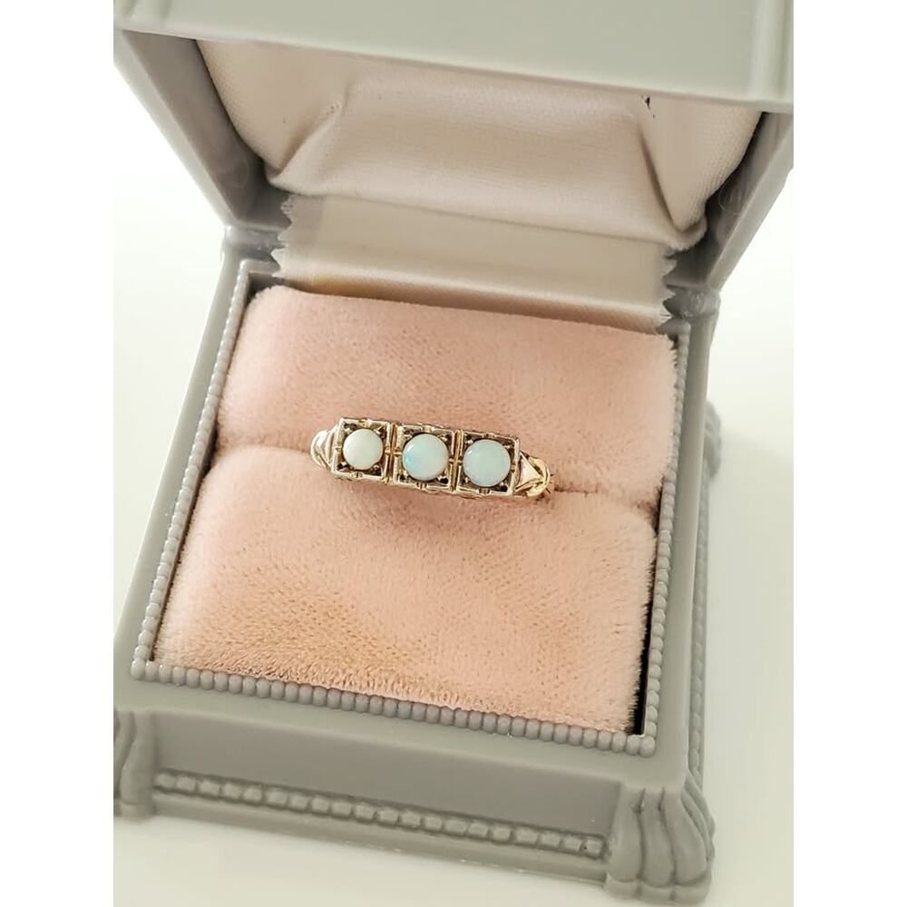 Art Deco Victorian 14K Gold Filigree Opal Ring